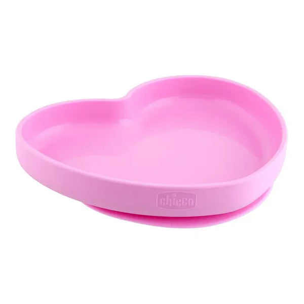 Chicco Piatto Cuore Silicone Con Ventosa - Rosa