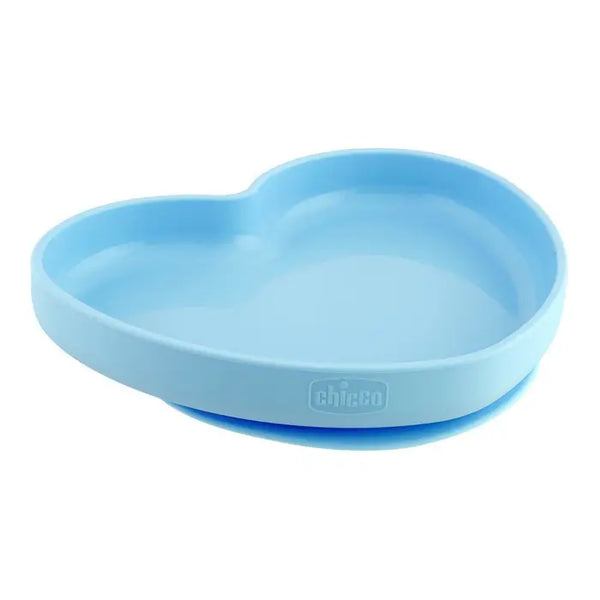 Chicco Piatto Cuore Silicone Con Ventosa - Azzurro