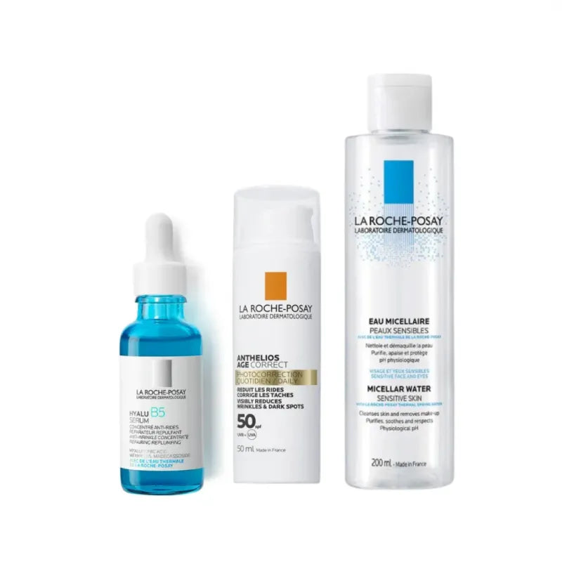 LA ROCHE POSAY - Kit Hyalu b5 siero 50ml + Acqua micellare 50ml + Age correct 15ml