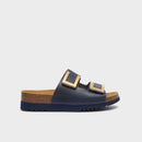 SCHOLL - Monterey 2 straps sandalo in pelle vintage leather navy blue 36