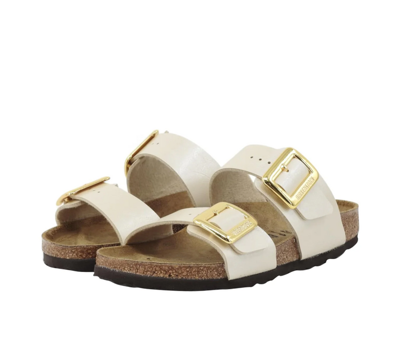 BIRKENSTOCK - Sandalias Sydney con hebilla cuadrada en Birko Flor Graceful Pearl White 36