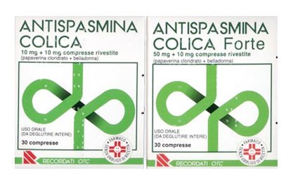 Antispasmina colica 10 mg + 10 mg compresse rivestite  antispasmina colica forte 50 mg + 10 mg compresse rivestite  papaverina cloridrato + belladonna