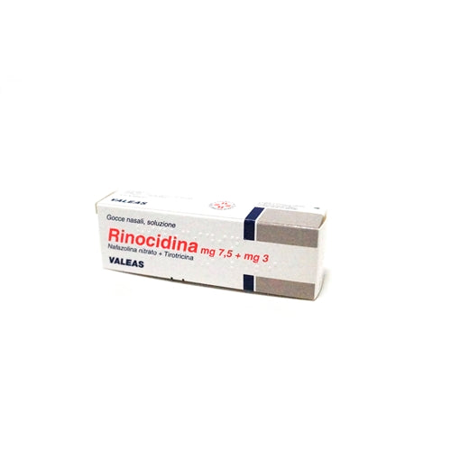 Rinocidina 7,5 mg + 3 mg gocce nasali, soluzione  nafazolina nitrato + tirotricina