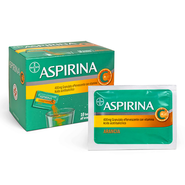 Aspirina 400 mg granulato effervescente con vitamina c  acido acetilsalicilico + acido ascorbico