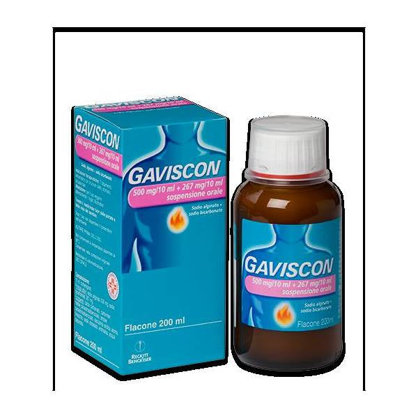 Gaviscon "500 mg/10 ml + 267 mg/10 ml sospensione orale"flacone 200 ml"
