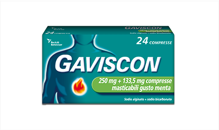 Gaviscon "250 mg + 133,5 mg compresse masticabili gusto menta"24 compresse"