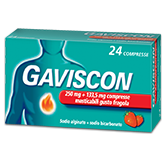 Gaviscon "250 mg + 133,5 mg compressa masticabile gusto fragola"24 compresse in blister"
