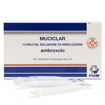 Muciclar 15 mg/2 ml soluzione da nebulizzare ambroxolo cloridratomedicinale equivalente