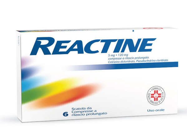 Reactine 5 mg + 120 mg compresse a rilascio prolungato  cetirizina dicloridrato; pseudoefedrina cloridrato