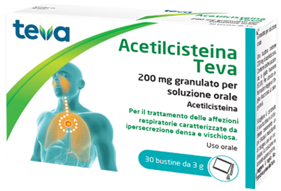 Acetilcisteina teva 200 mg granulato per soluzione orale  acetilcisteina