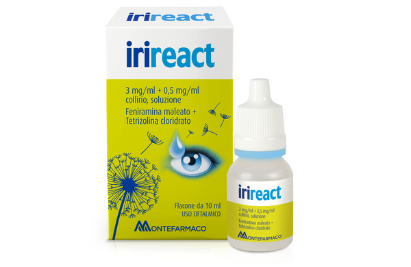 Irireact 3 mg/ml + 0,5 mg/ml collirio, soluzione  feniramina maleato + tetrizolina cloridrato  medicinale equivalente