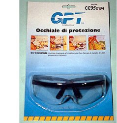 Gafas de seguridad de una sola pieza con lentes incoloros, protección lateral y patillas ajustables.