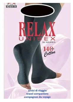 Relax unisex 140 medias hasta la rodilla de algodón con puntera abierta azul oscuro 3 l