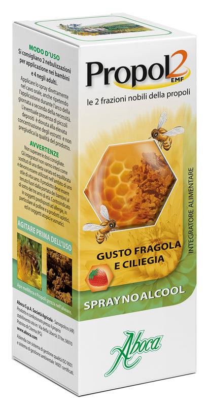 Aboca Propol2 emf spray no alcool fragola e ciliegia 30 ml