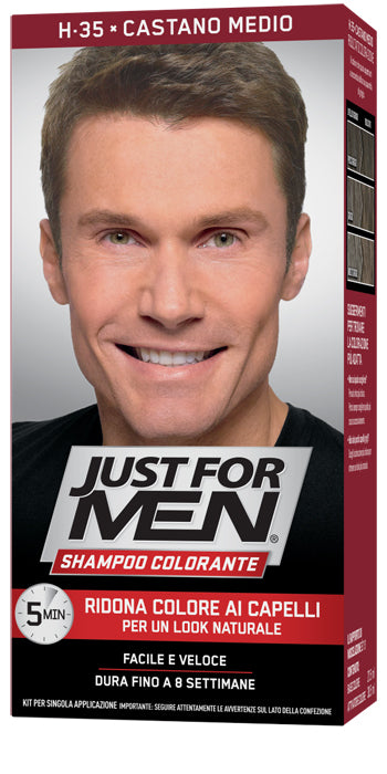 Just for men shampoo colorante h35 castano medio attivatore chiaro 38,5 ml + base colore 27,5 ml