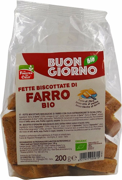 Fsc fette biscottate di farro senza lievito di birra bio con olio extravergine di oliva 200 g