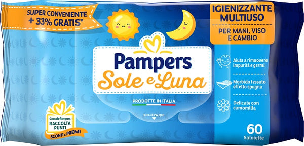 Pampers wipes sole & luna effetto spugna 60 salviette