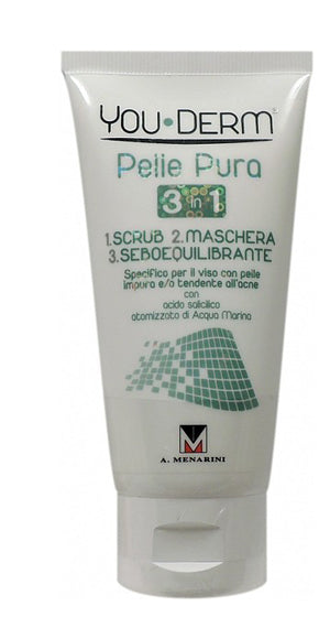 Youderm pelle pura 3 in 1 scrub maschera seboregolatore 75 ml