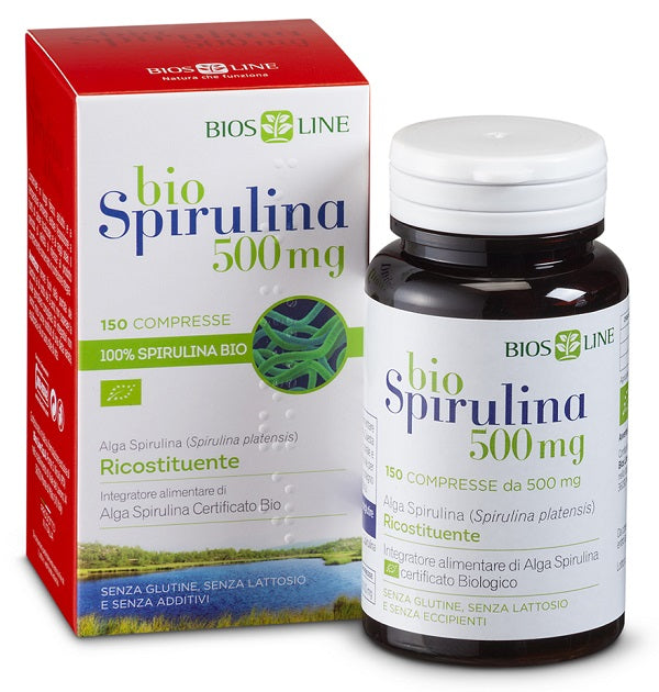 Biosline biospirulina 500 new 150 tablets cert ecocert