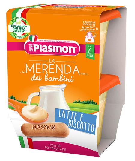 Plasmon la merenda dei bambini merende latte biscotto asettico 2 x 120 g