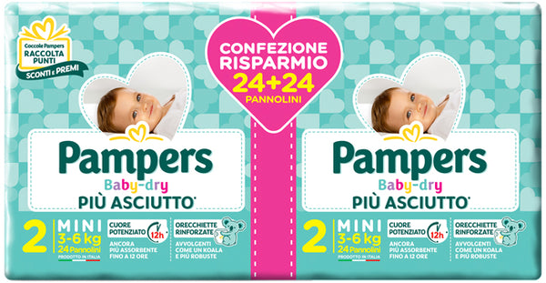 Pampers baby dry duo downcount mini 48 pezzi