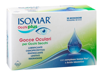 Isomar eyes plus eye drops for dry eyes with hyaluronic acid 0.25% 30 single-dose vials