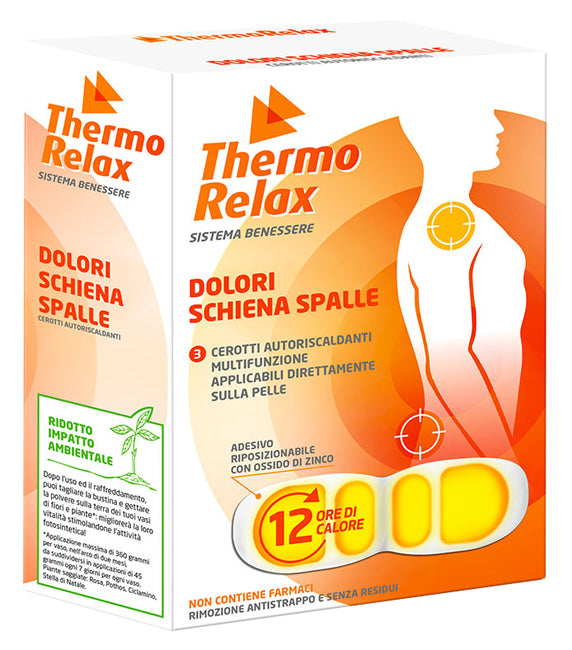 Thermorelax cerotto autoriscaldante dolore schiena/spalle 3 pezzi