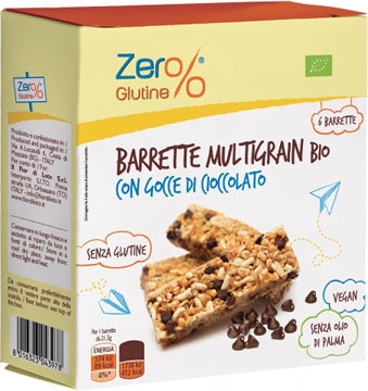 Zero% glutine barrette multigrain con gocce di cioccolato 6 x 21,5 g