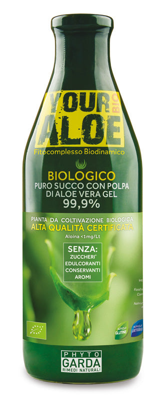 Your aloe bio puro succo con polpa di aloe vera gel 99,9% 1 litro senza aloina