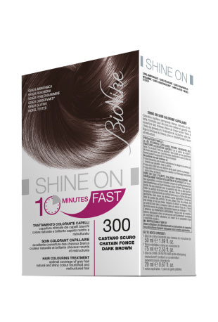 Bionike shine on fast trattamento colorante capelli castano scuro 300 flacone 60 ml + tubo 60 ml