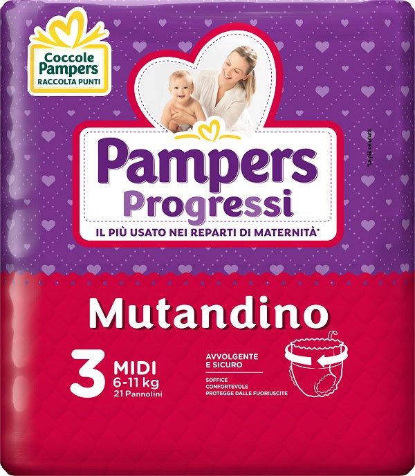 Pampers progretgtgi mutandino cp tg3 midi 21 pezzi