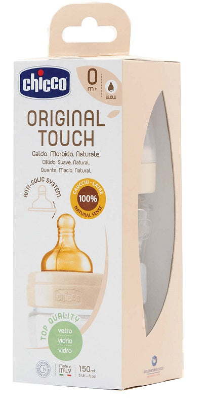 Chicco biberon original 150ml vetro 1 foro 1 foro unisex con tettarella in caucciu'