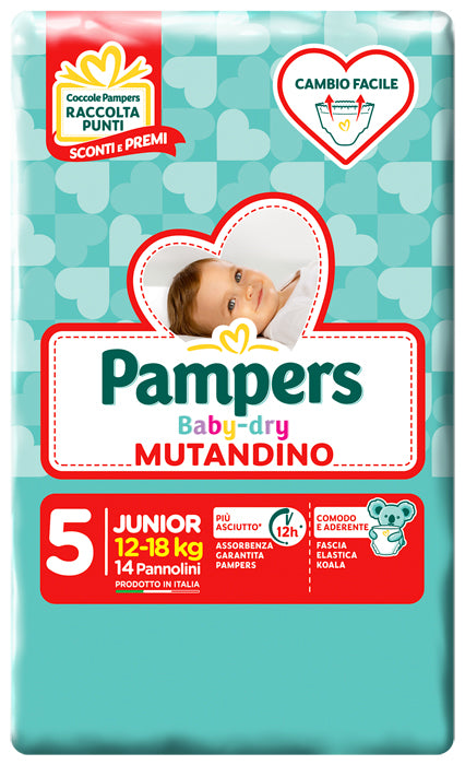 Pannolino a mutandina pampers baby dry junior small pack 14 pezzi