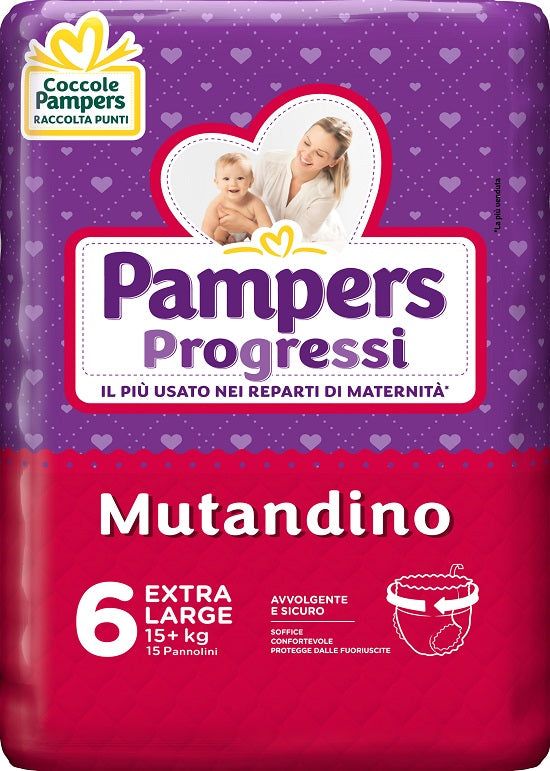 Pampers progressi mutandina xl 15 pezzi