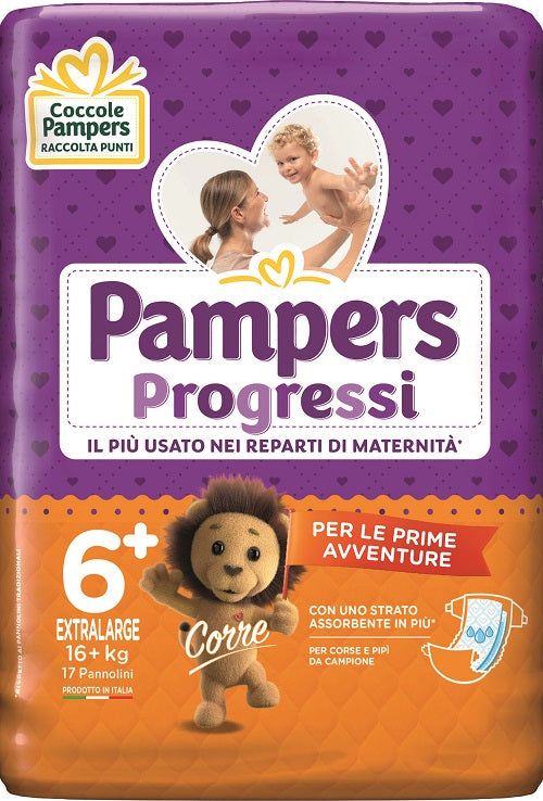 Pampers progressi extralarge pannolino 6+ 16+kg 17 pezzi