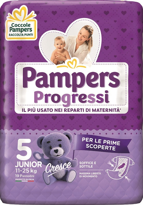 Pampers progressi junior pannolino 5 11-25kg 19 pezzi