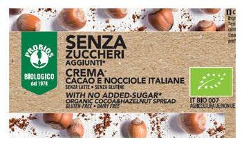 Crema spalmabile cacao/nocciole senza zuccheri aggiunti 200 g