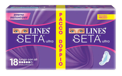 LINES - seta ultra assorbente lungo con ali 18 pezzi