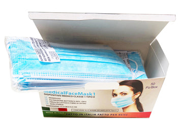 Mascherina chirurgica medical face mask tipo ii celeste 50 pezzi