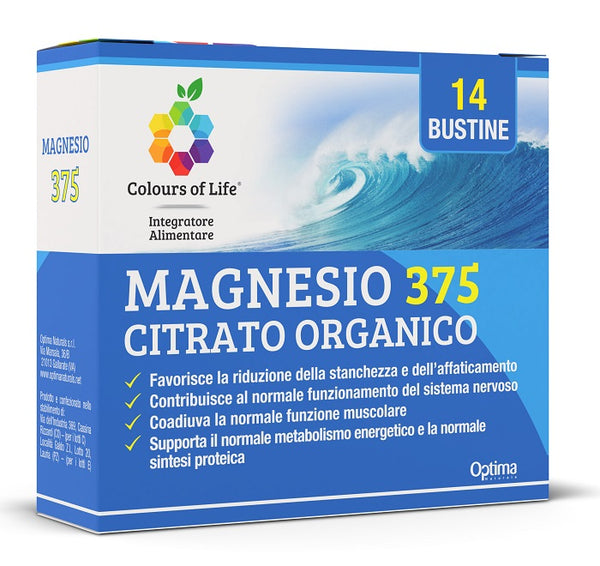 Magnesio 375 citrato organico 14 bustine da 4 g colours of life