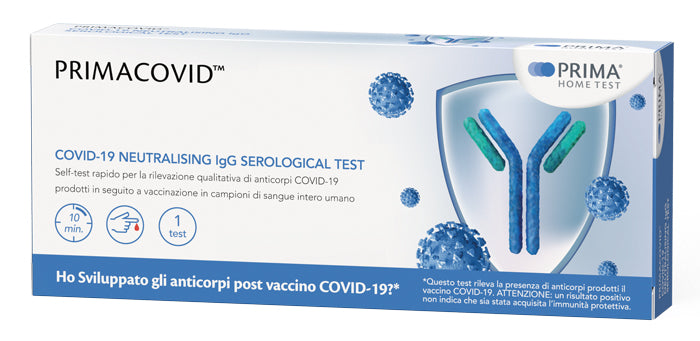 Test sierologico rapido primacovid home autodiagnostico determinazione qualitativa anticorpi neutralizzanti igg anti sars-cov-2 nel sangue/siero/plasma mediante immunocromatografia