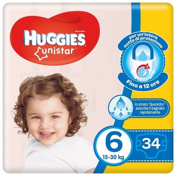 Huggies unistar grande 6 34 pezzi