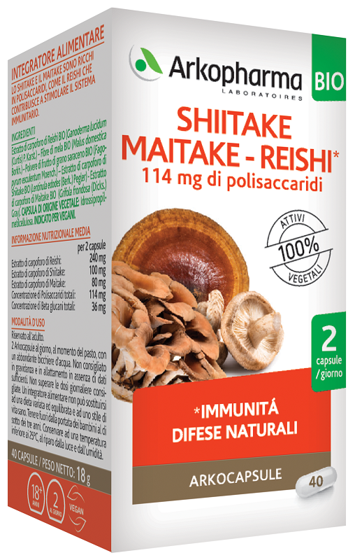 Arkocapsule shiitake maitake reishi organic 40 capsules