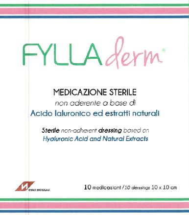 Medicazione non aderente fylladerm a base di acido ialuronico 10 x 10 cm 10 buste