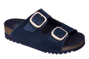 SCHOLL - Ilary velvet pantofola aperta in microfibra navy blue 36