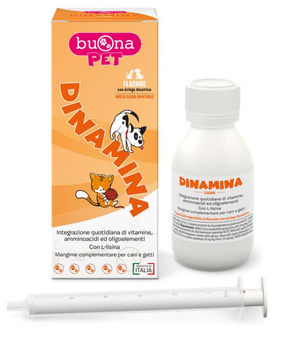 Dinamina cani gatti flacone con siringa dosatrice in pasta 60 g buonapet