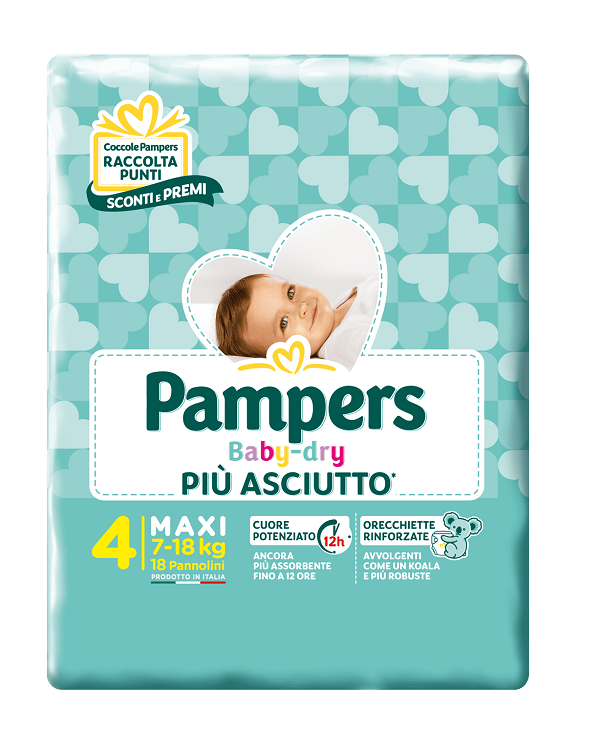 Pampers baby dry pannolini downcount maxi 18 pezzi