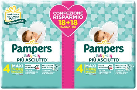 Pampers baby dry pannolini duo downcount maxi 36 pezzi