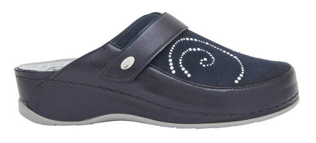 SCHOLL - Gemini strap slipper laminated navy blue 36