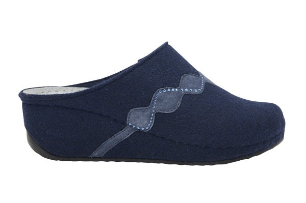 Inverness strass wedge wool+suede pantofola woman navy blue 36